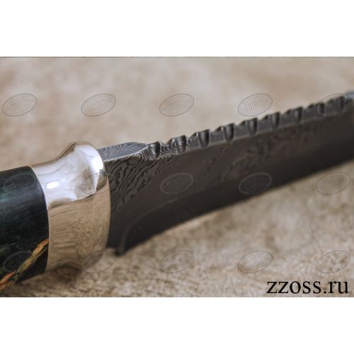 Нож «Морской патруль» Н69-П, сталь нержавеющий дамаск (40Х13-Х12МФ1), рукоять: никель, стабилизированная береза